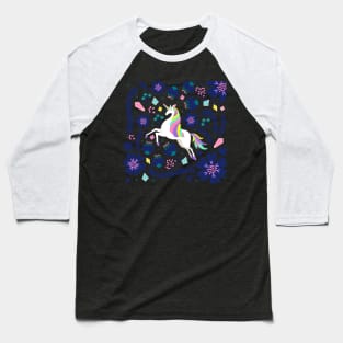 Flat unicorn with psicodelic colors Baseball T-Shirt